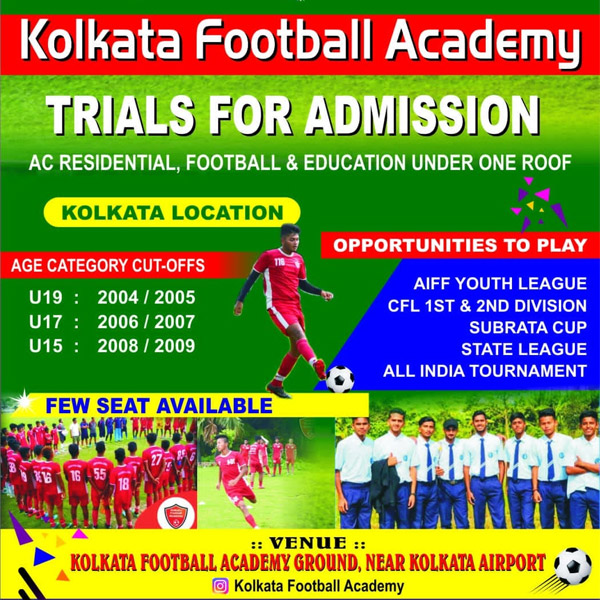 Read more about the article Kolkata Football Academy Trials For Admission 2023-24