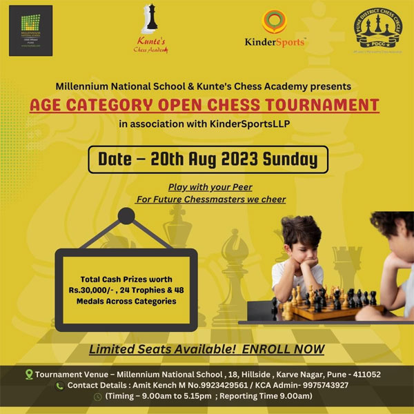 Millennium National School & Kunte's Chess Academy Tournament, Pune -  Spotik : Sports Selection Trials India, UK, USA, Australia & Canada