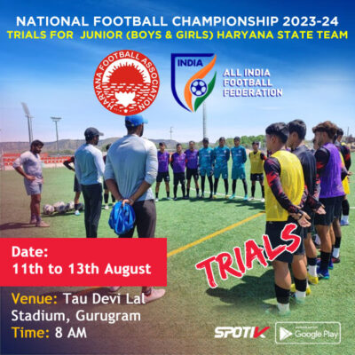 Read more about the article National Football Championship 2023-24 Trials for Haryana State Team, Gurugram