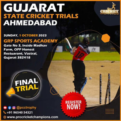 Read more about the article Pro Cricket Championships Trophy GUJARAT State Team Cricket Selection Trials