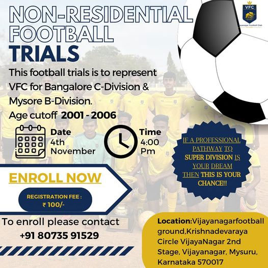 Read more about the article Mysore Vijayanagar Football Club Trials