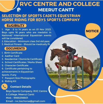 Read more about the article RVC Centre and College Meerut Cantt. Equestrian Selection Trials