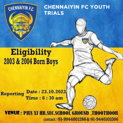 Read more about the article Chennaiyin FC Youth Team Trials, Thoothoor, Tamil Nadu