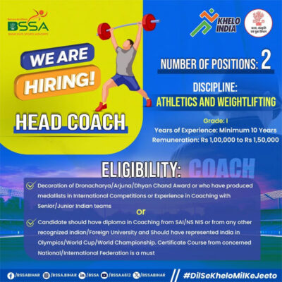 Read more about the article Bihar State Sports Authority Hiring Athletics and Weightlifting Coach