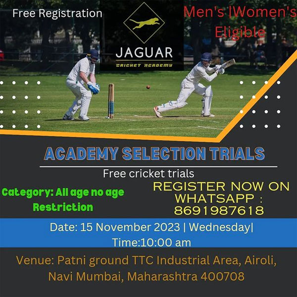 You are currently viewing Jaguar Cricket Academy Selection Trials, Mumbai
