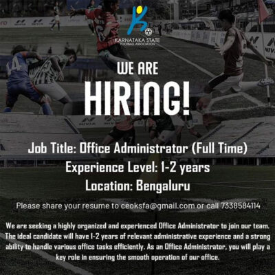 Read more about the article Karnataka State Football Association Hiring Office Administrator