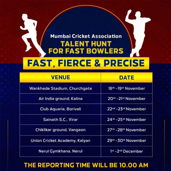 You are currently viewing Mumbai Cricket Association Talent Hunt for Fast Bowlers
