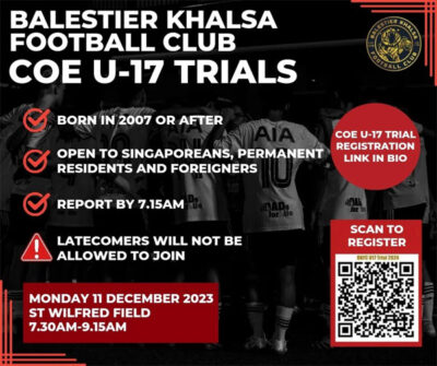 Read more about the article Balestier Khalsa Football Club U17 Trials, Singapore