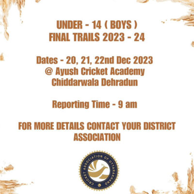 Read more about the article Cricket Association of Uttarakhand U14 Trials
