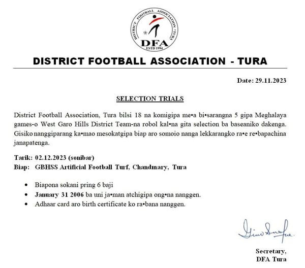 Read more about the article West Garo Hills U18 Football Team Trials, Meghalaya
