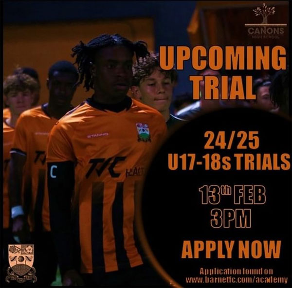 Read more about the article Barnet FC Academy Trials, London