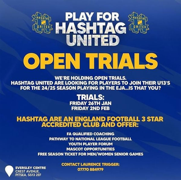 Read more about the article Hashtag United Youth Football Trials, Essex