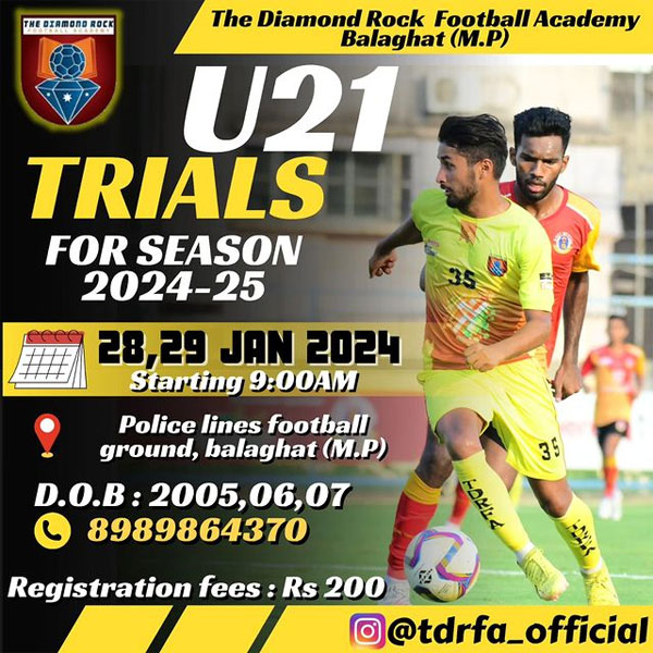 Read more about the article The Diamond Rock Football Academy U21 Trials, Balaghat MP