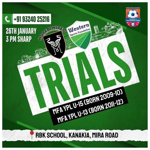 Read more about the article Western Sports Foundation MFA YPL Trials, Mumbai