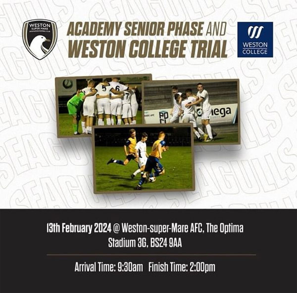 You are currently viewing Weston-super-Mare AFC – Senior Phase Academy Trials, England