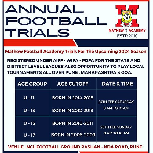 Read more about the article Mathew FA Football Trials, Pune
