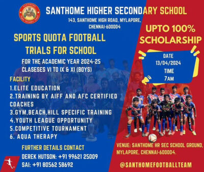 Santhome Higher Secondary School Football Trials, Chennai