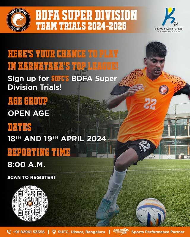 Read more about the article South United Football Club Senior Team Trials, Bengaluru