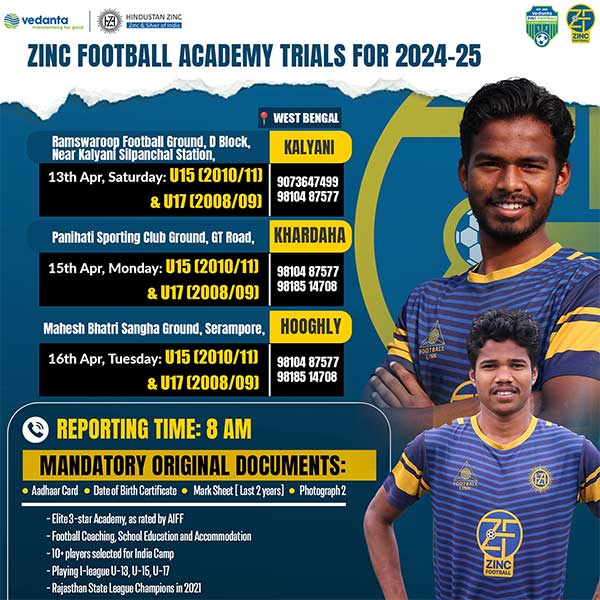 You are currently viewing Zinc Football Academy Trials, West Bengal